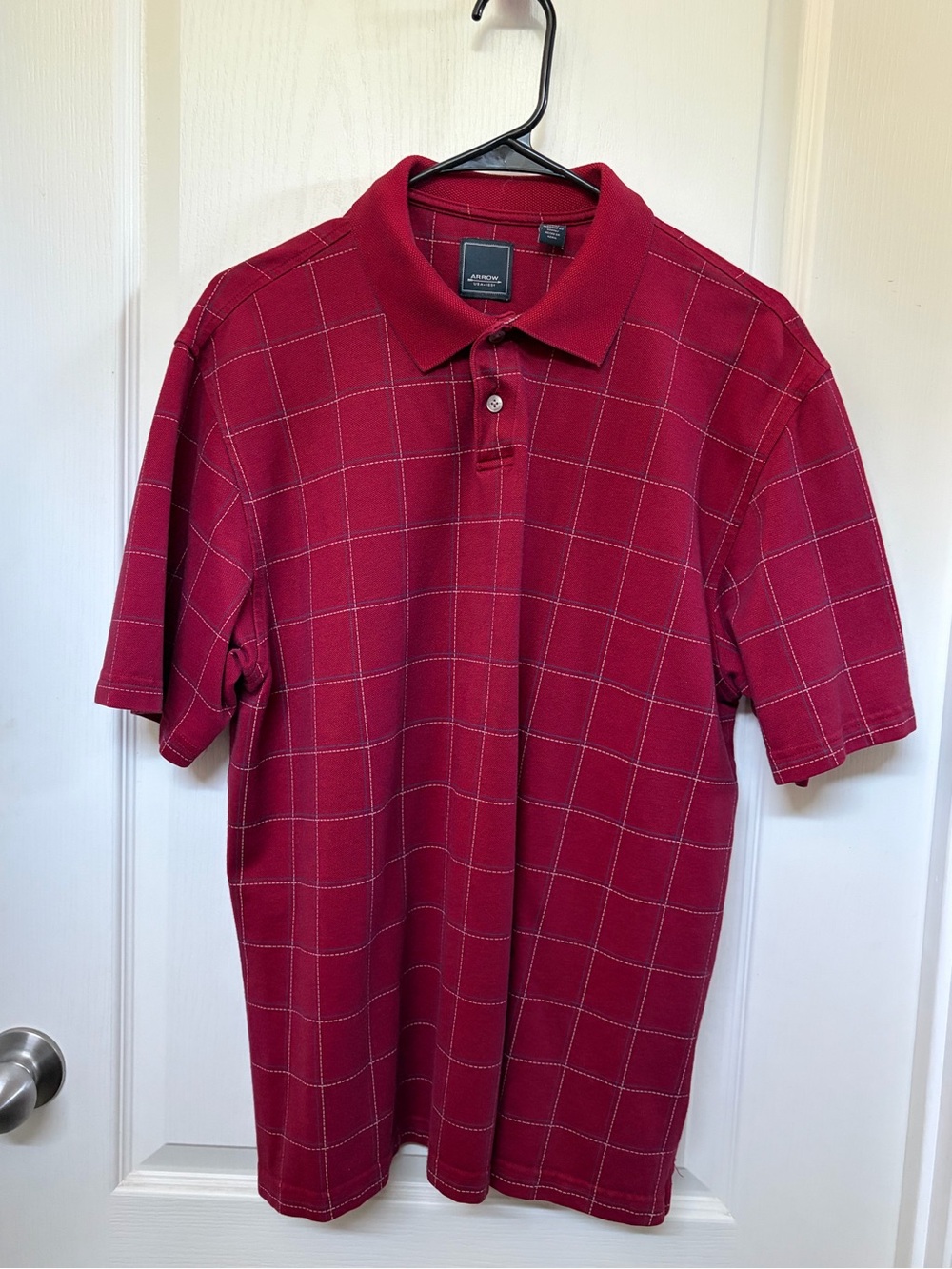 Arrow Men’s Red Windowpane Polo Shirt